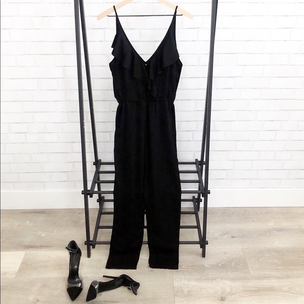 IVIVI Black Jumpsuit Plunging Neckline